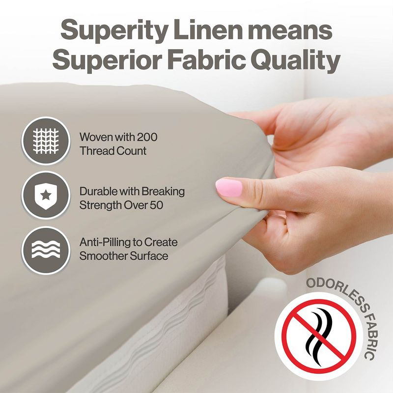 Superity Linen 100% Cotton Breathable King Fitted Sheet – Stone