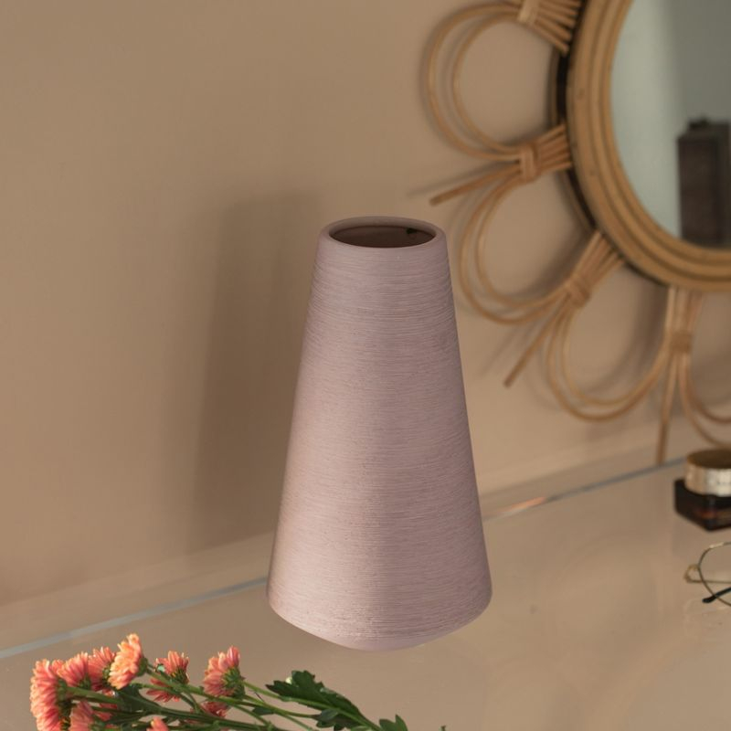 Uniquewise 10" H Decorative Ceramic Round Cone Shape Centerpiece Table Vase Pink, Large