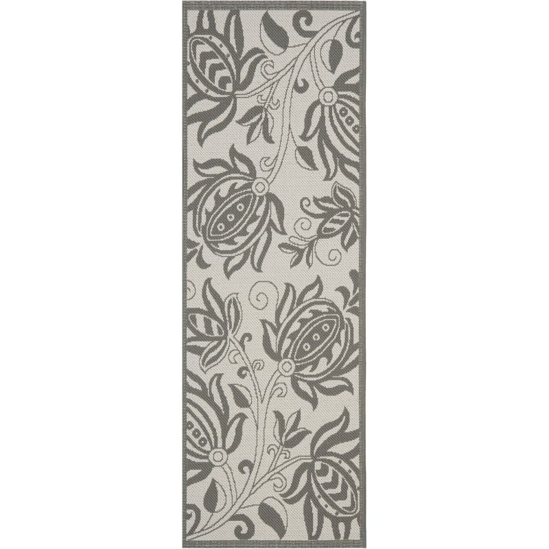 Courtyard CY6109 Power Loomed Indoor/Outdoor Runner Rug - Light Grey/Anthracite - 2'3"x6'7" - Safavieh.