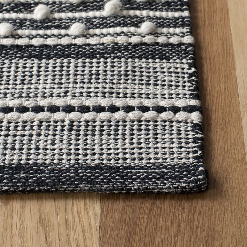 Striped Kilim STK516 Hand Woven Accent Rug - Black/Ivory - 2'3"x5' - Safavieh.