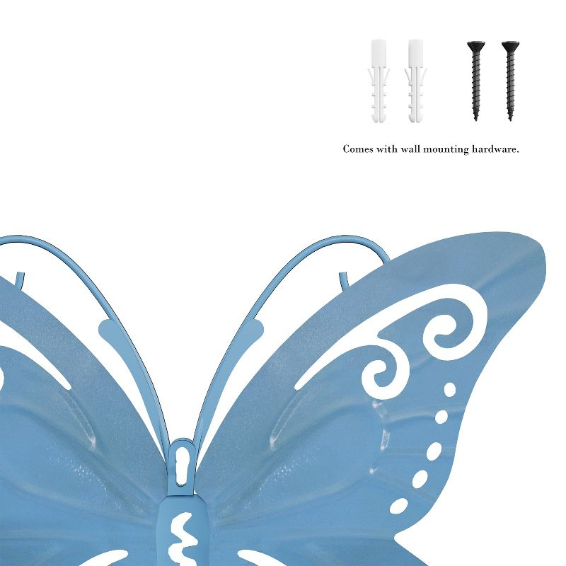 Butterfly Metal Wall Art 3 Piece Set- Hand Painted Decorative 3D Nature Butterflies for Modern Farmhouse Rustic Home or Office Decor by Lavish Home