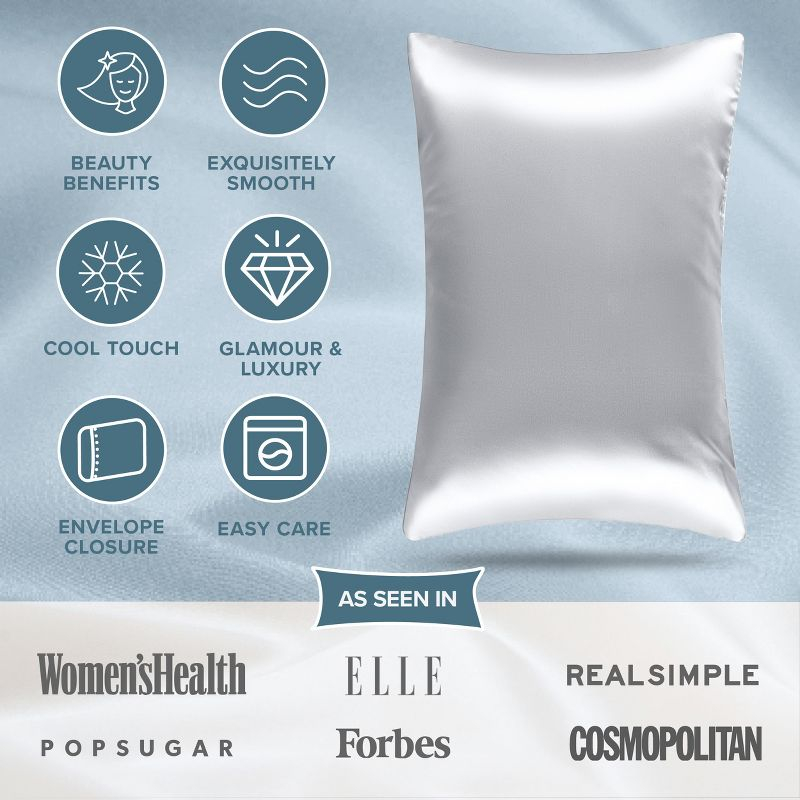 1 Pc 100% Mulberry Silk, 19 Momme, Standard - Zipper, Silver Pillowcase - Bare Home