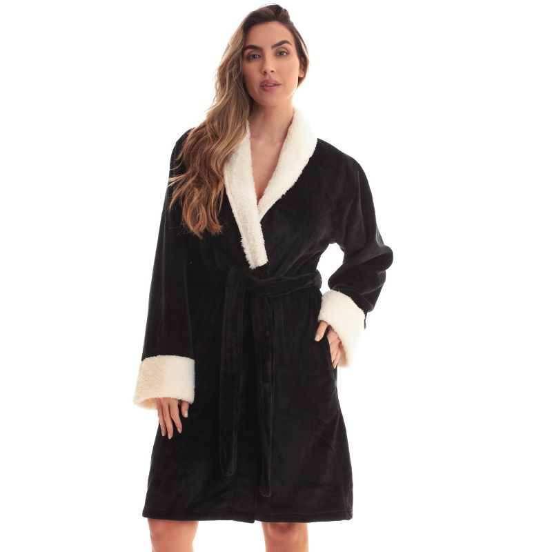 Just Love Womens Plush Solid Robe | Ladies Bathrobe 6947-BLK-XS