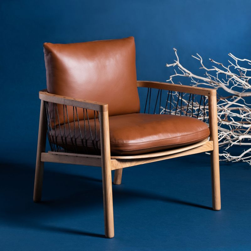 Caramel Midcentury Leather Chair - SFV4515A - Brown - Safavieh Couture