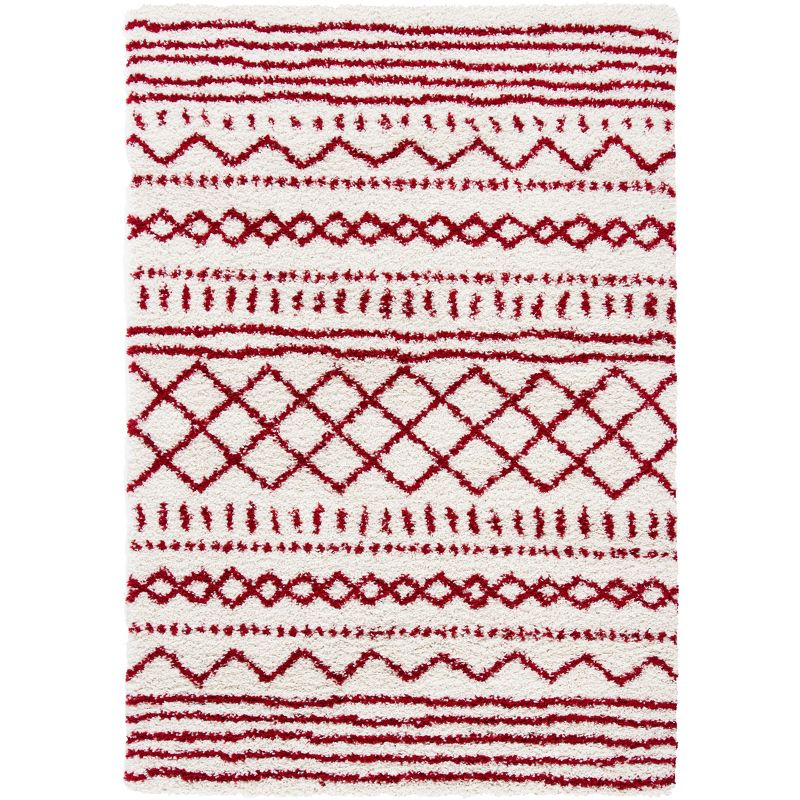 Arizona Shag ASG741 Power Loomed Indoor Area Rug - Ivory/Red - 5'1"x7'6" - Safavieh