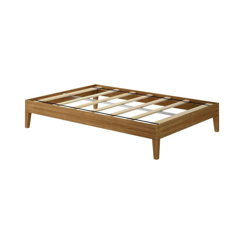 Plank+Beam Solid Wood Full Size Platform Bed Frame,  Matte Pecan
