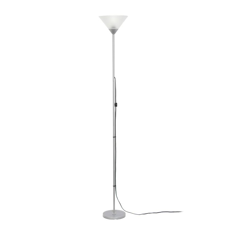 1-Light Stick Torchiere Floor Lamp Silver - Simple Designs: Modern Minimalist for Bedroom