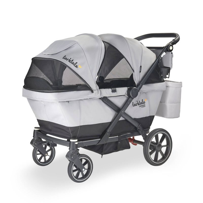 Larktale Caravan Coupe V2 Compact Stroller Wagon with Reclining Seats - Gray/Blue
