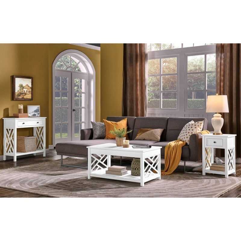 36" Middlebury Coffee Table, End Table and Console Table White - Alaterre Furniture: 3-Piece Wooden Furniture Set with Drawers