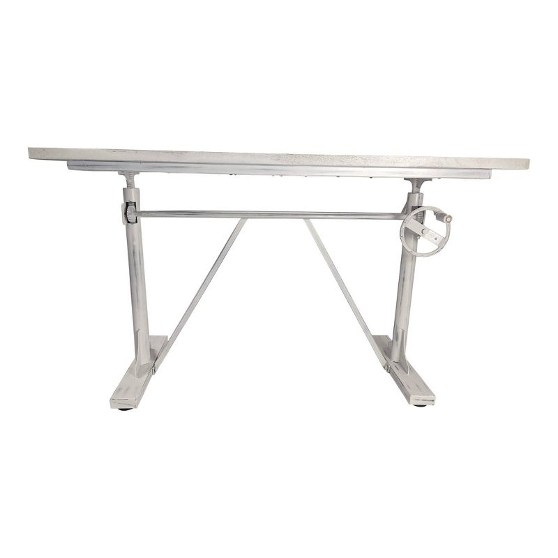 Carolina Living Brio Sit Or Stand Adjustable Desk Whitewash: Mango Wood Surface, Iron Frame, No Storage