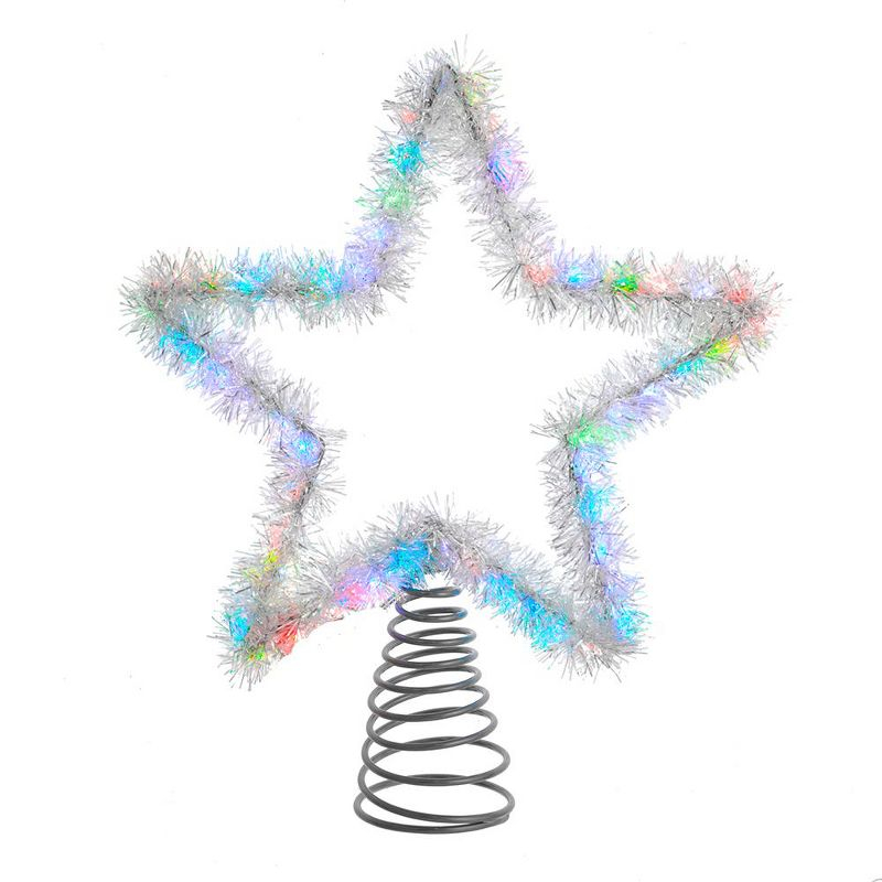 Kurt Adler 12.2 Inch Tinsel Star Tree Topper with RGB LED Lights