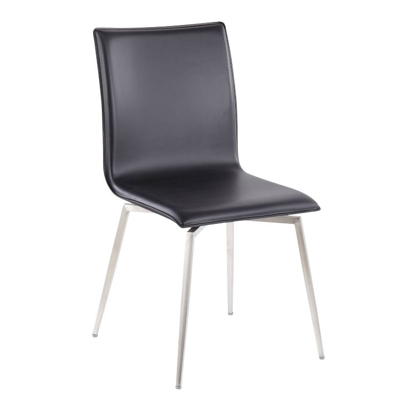 Set of 2 Mason Contemporary Dining Chairs: Swivel Base, Faux Leather, Steel - LumiSource