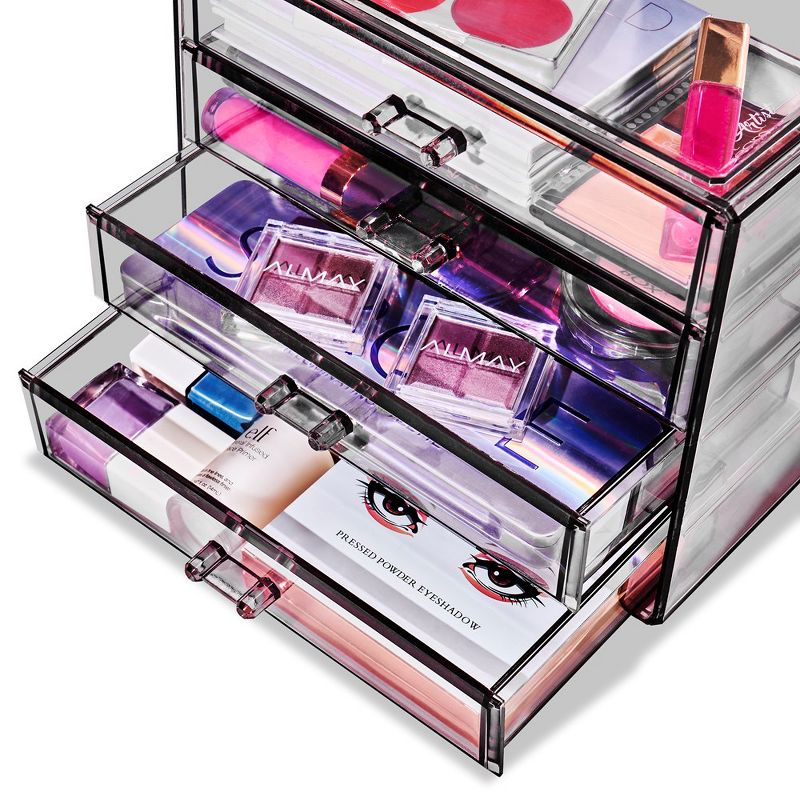 Sorbus 4 Drawer Acrylic Makeup Organizer and Storage for Cosmetics, Jewelry, and more Clear Makeup Organizer for Vanity, College Dorm (Black)