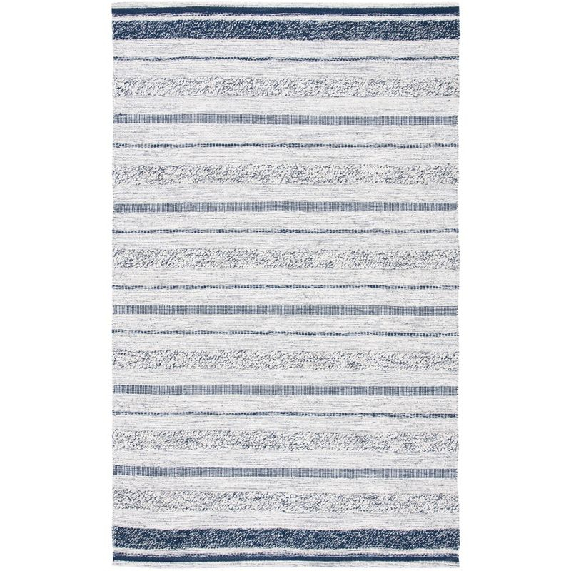 Striped Kilim STK517 Hand Woven Area Rug - Ivory/Navy - 6'x9' - Safavieh.