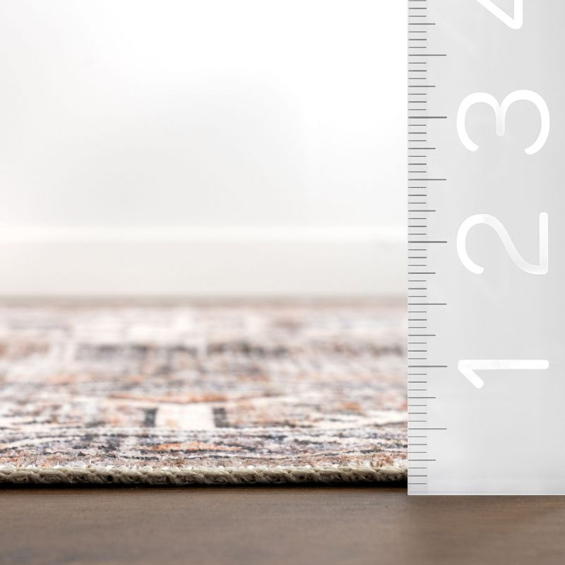 Nuloom 5x8 Machine Washable Rain Haven Vintage Medallion Indoor Area Rug, Rust Non-Slip Backing, Stain Resistant, BedroomLiving Room, Kitchen