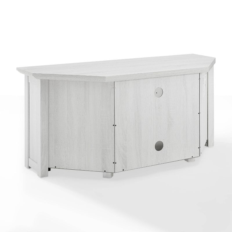 Crosley Camden Corner TV Stand for TVs up to 50" Whitewash: Mid-Century Modern Entertainment Center with Adjustable Shelves