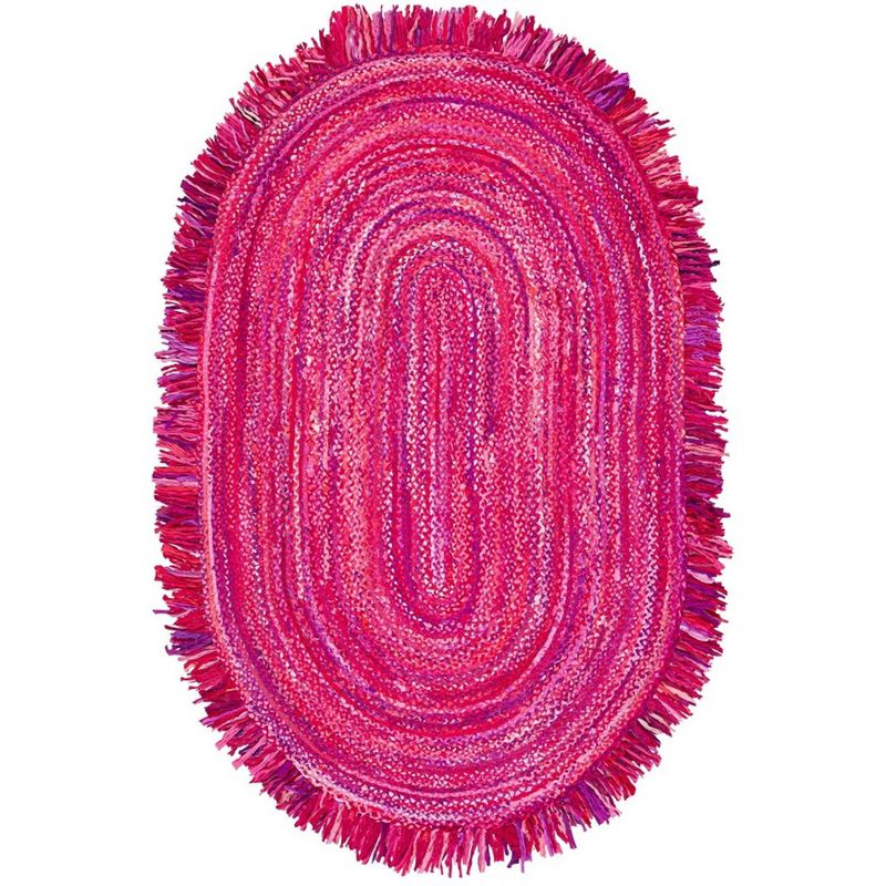 Braided BRD451 Hand Woven Area Rug - Pink/Fuchsia - 3'x5' Oval - Safavieh.