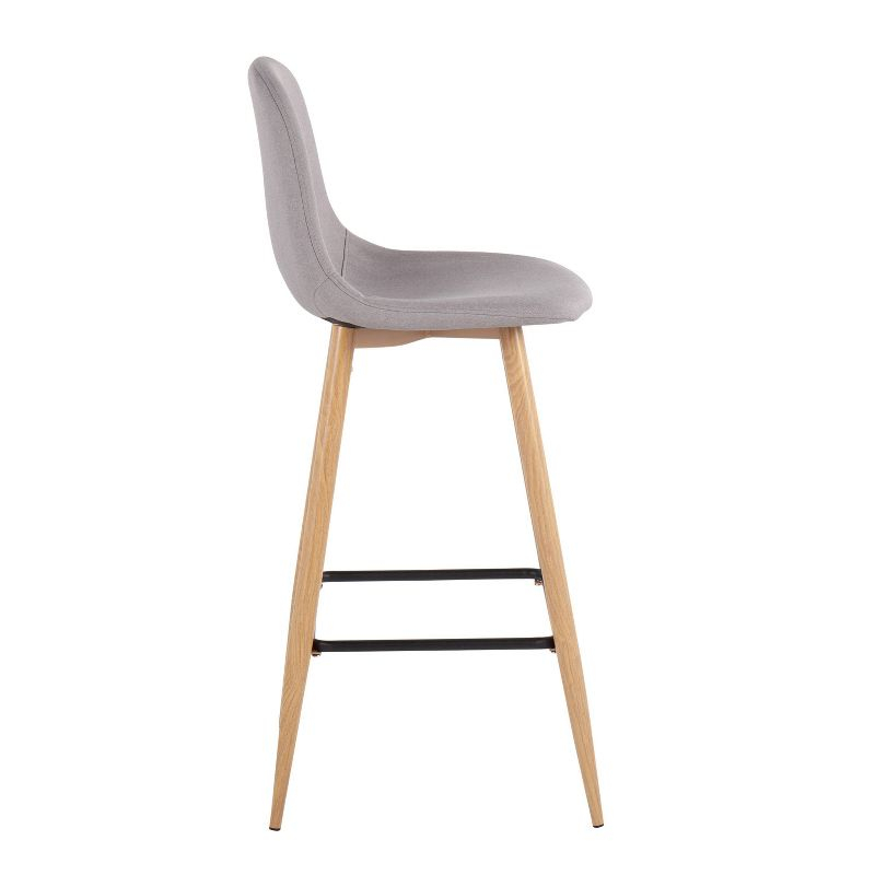 Set of 2 Pebble Metal Polyester Barstools Natural/Light Gray - Lumisource: Steel Frame, Tapered Legs, Comfy Upholstered Seat