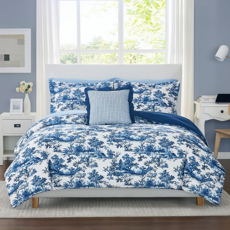 Modern Threads 8-Piece Shaya Toile Floral Reversible Bed in a Bag , King