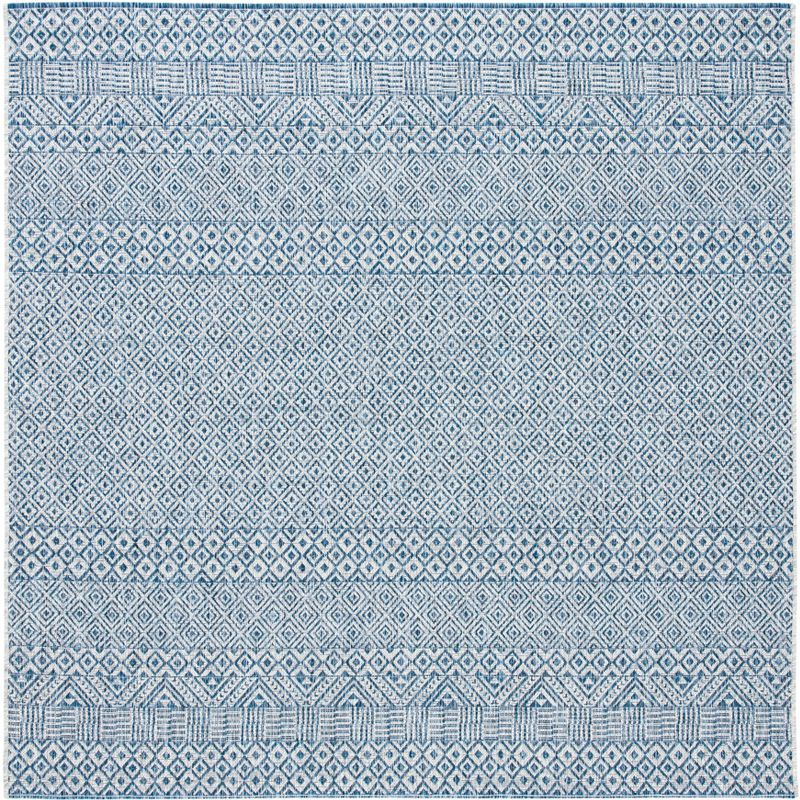 Courtyard CY8235 Power Loomed Indoor and Outdoor Area Rug - Grey/Blue - 4'x4' - Safavieh