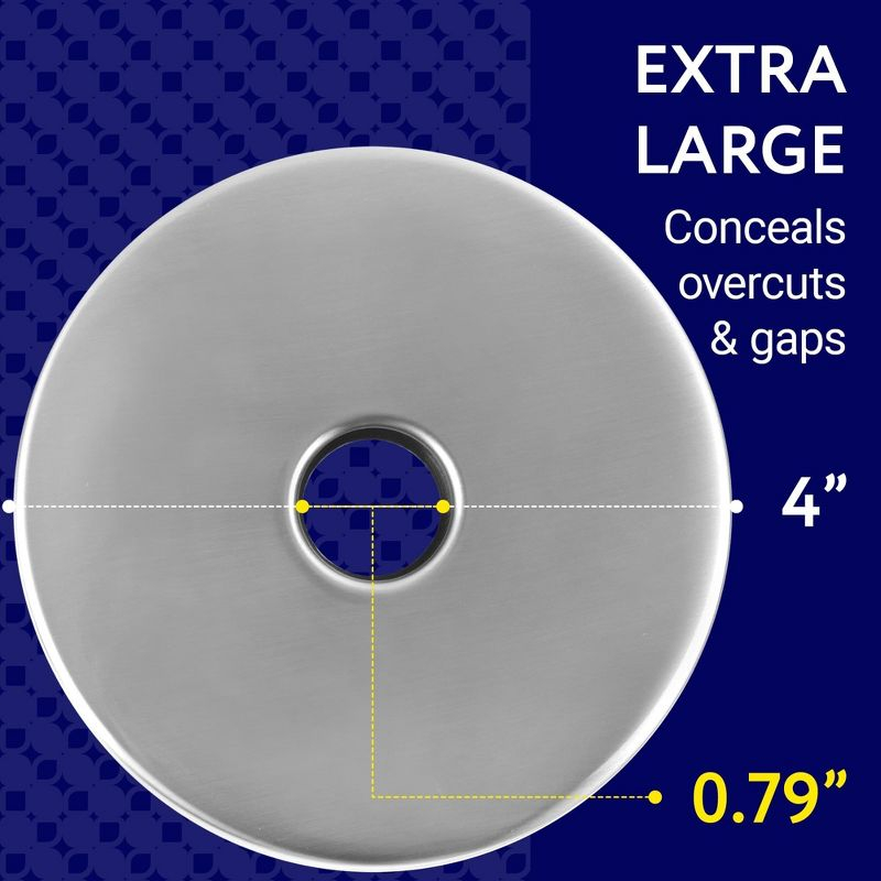 Impresa 2 Pack Brushed Nickel Showerhead Escutcheon Plate Set - Extra Large 4" Shower Arm Flange to Cover up Miss Cuts