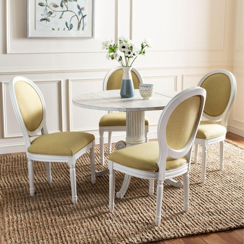 Holloway 19" H French Brasserie Oval Side Chair (Set of 2) - FOX6228 - Spring Green/Cream - Safavieh Couture