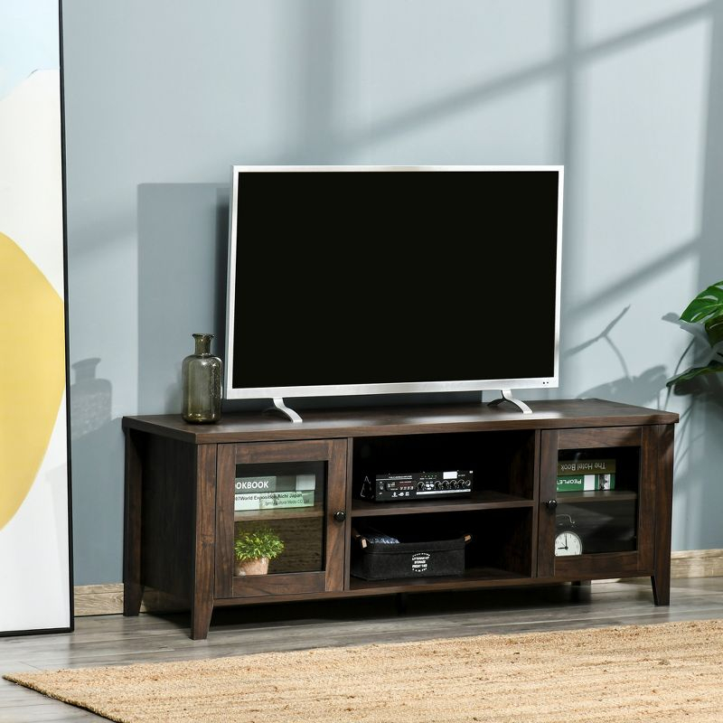HOMCOM Modern TV Stand, Entertainment Center with Shelves and Cabinets for Flatscreen TVs up to 60" for Bedroom, Living Room, Coffee