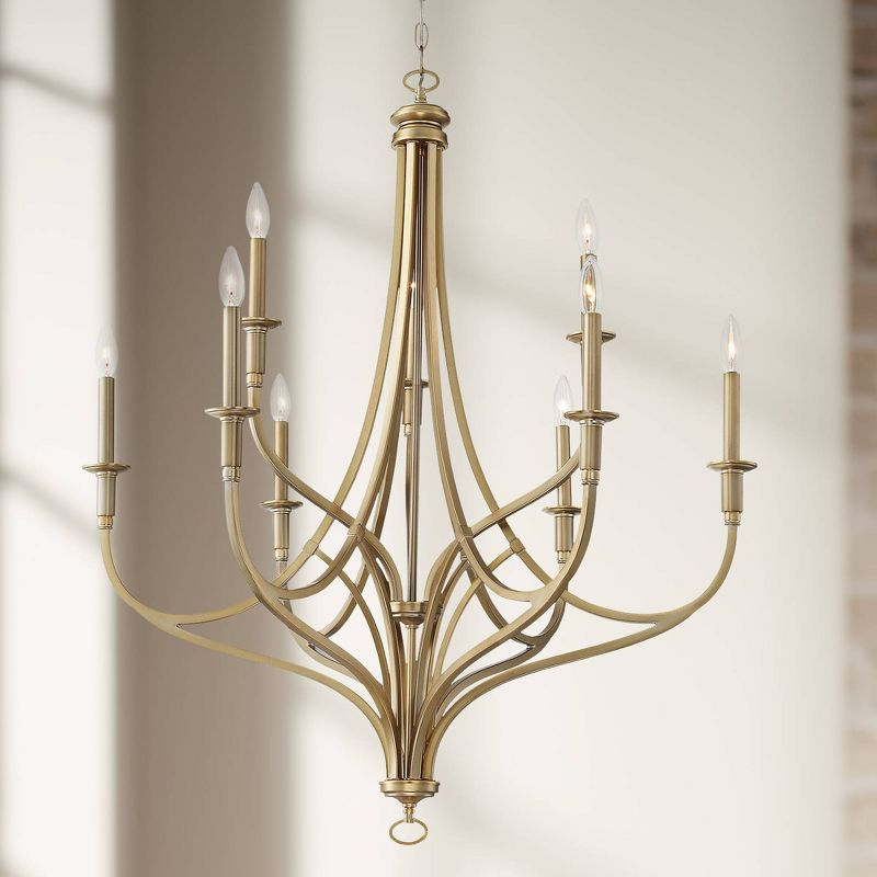 Minka Lavery Brushed Honey Gold Chandelier 34" Wide Modern 9-Light Fixture for Dining Room House Foyer Kitchen Entryway Bedroom