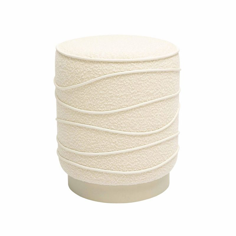 TOV Furniture Nero Cream Boucle Ottoman Cream 14.6"W x 14.6"D x 18"H