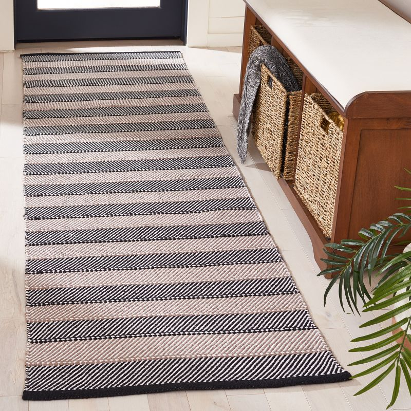 Striped Kilim STK803 Hand Woven Runner Rug - Ivory/Black - 2'3"x8' - Safavieh.
