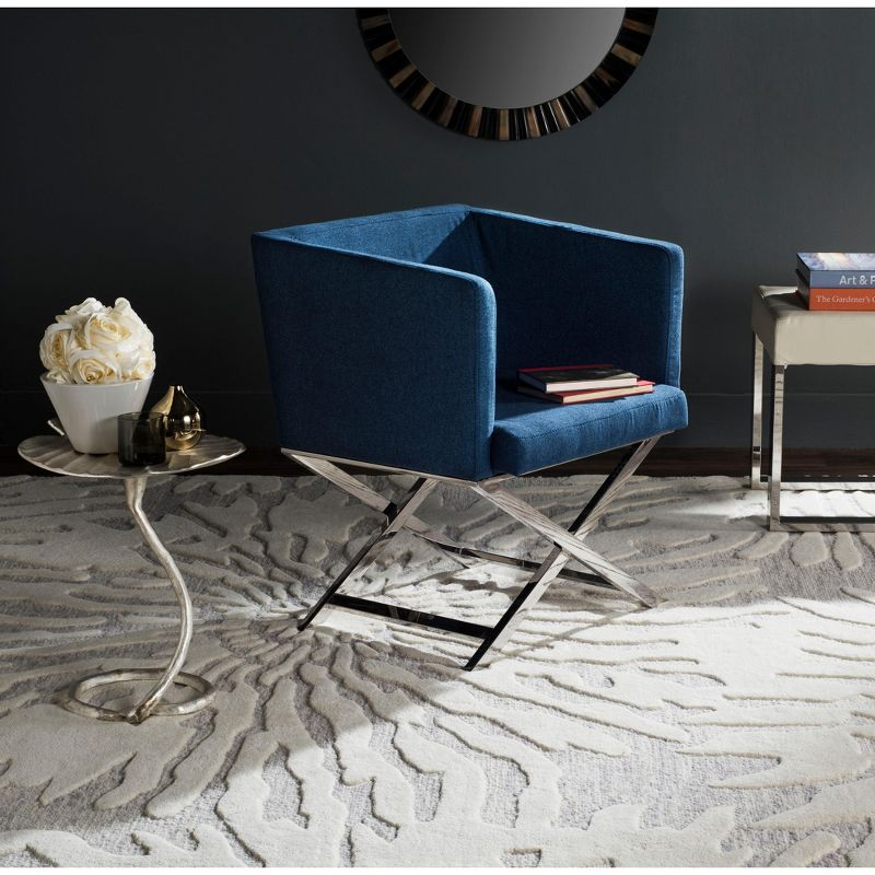 Celine Chair - FOX2033 - Navy/Chrome - Safavieh