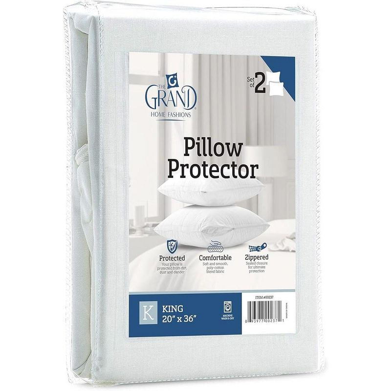 Poly-Cotton Zippered Pillow Cover  - Protects from Dirt, Dust, and Debris -200 Thread Count
