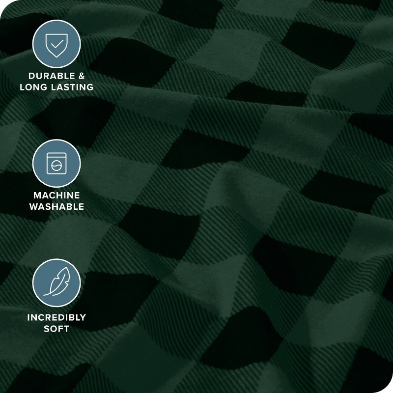 Buffalo Plaid - Forest Green/Black Cotton Flannel California King Sheet Set by Bare Home