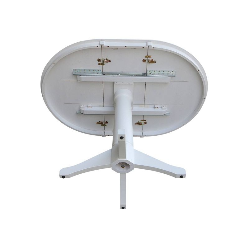 36" Magnolia Round Top Dining Table with 12" Leaf White - International Concepts: Hardwood Pedestal, Seats 4