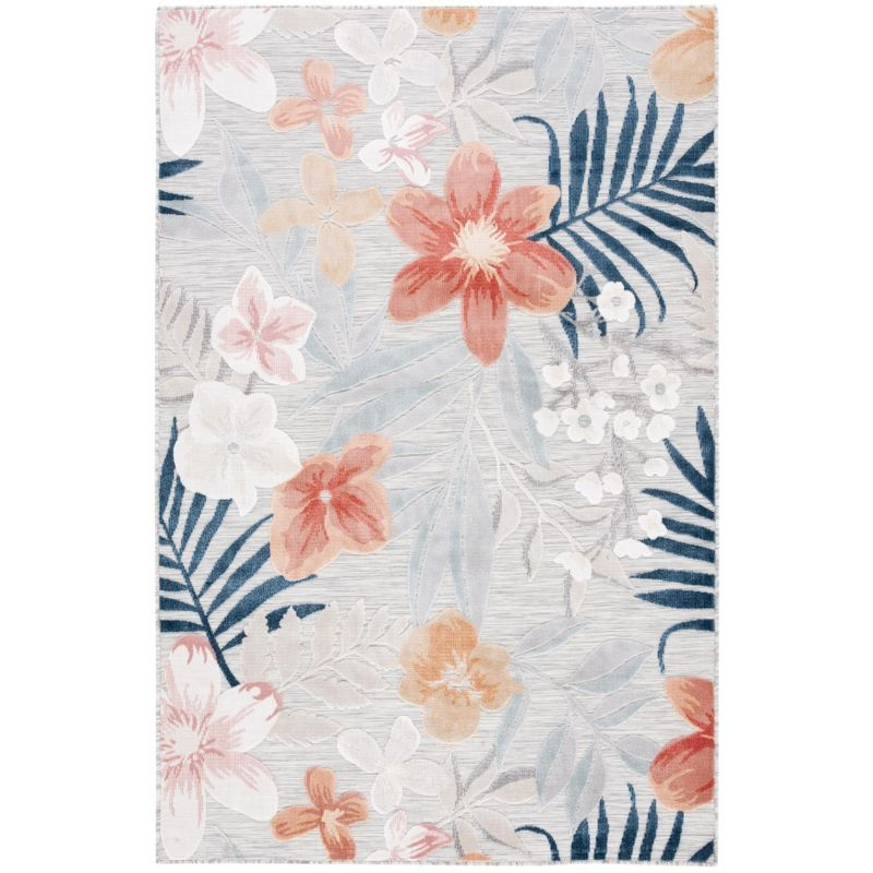 Cabana CBN454 Power Loomed UV Resistant Indoor/Outdoor Area Rug - Grey/Rust - 5'1"x7'6" - Safavieh