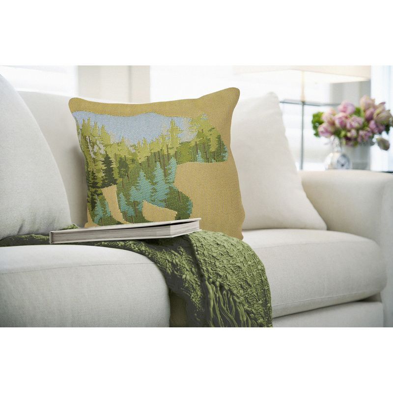 Liora Manne Marina Bear Mountain Indoor/Outdoor Pillow Natural 18" x 18"