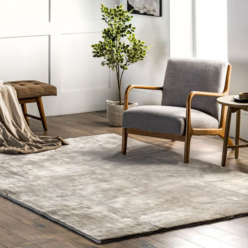 Nuloom Loni Cozy Plush Solid Pet Friendly Premium Machine Washable Shag Area Rug, 5' x 8', Beige
