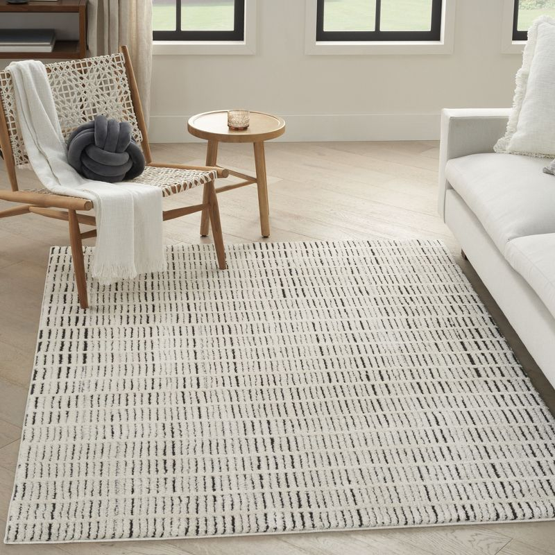 Nourison Cozy Modern Abstract Indoor Area Rug Ivory Black 7'10"x9'10"