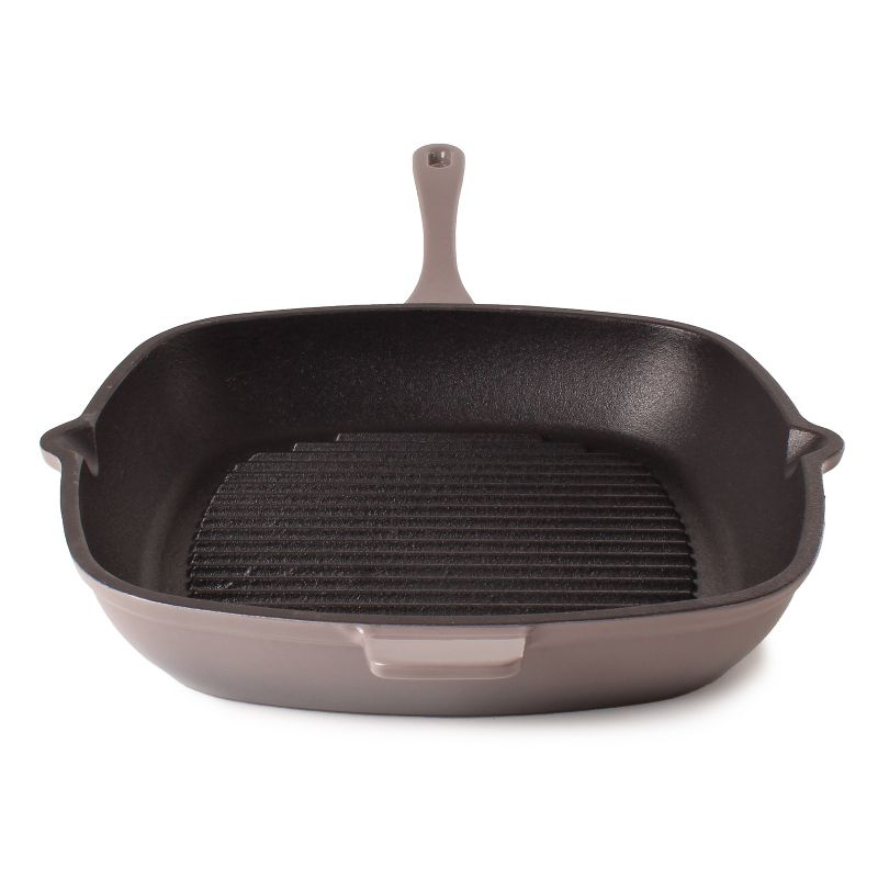 BergHOFF Neo 2Pc Cast Iron Cookware Set, 11" Grill Pan & 10" Fry Pan, Oyster