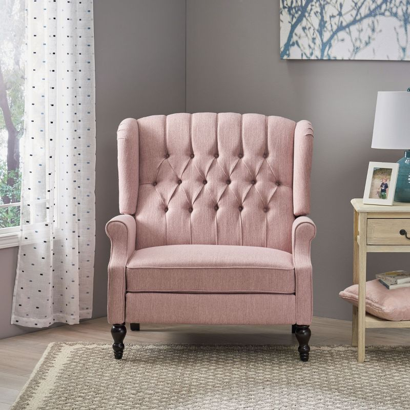 Appaloosa Oversized Wingback Press-Back Recliner Pink - Christopher Knight Home: Chic Tufted, Nailhead Trim, Polyester Upholstery