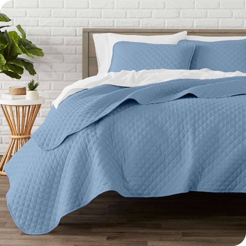 Twin/Twin XL Coronet Blue Oversized Quilted Coverlet Set by Bare Home