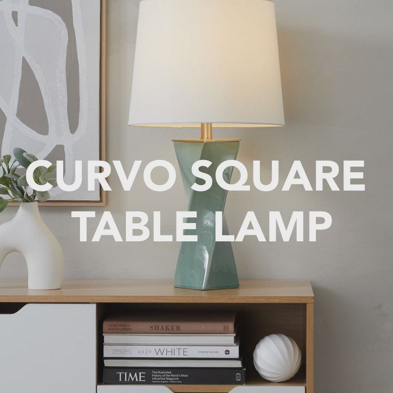 LumiSource (Set of 2) Curvo 30" Contemporary Polyresin Table Lamps Copper Bronze Polyresin with Natural Linen Shade from Grandview Gallery