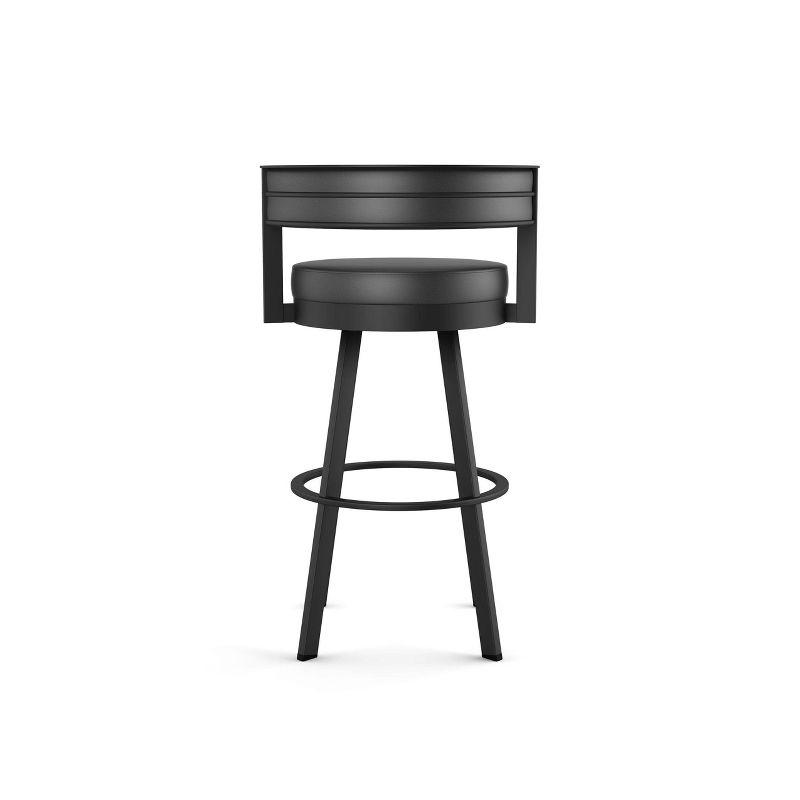 Amisco Browser Upholstered Barstool Charcoal Black/Gray: Faux Leather, Steel Frame, Fixed Height