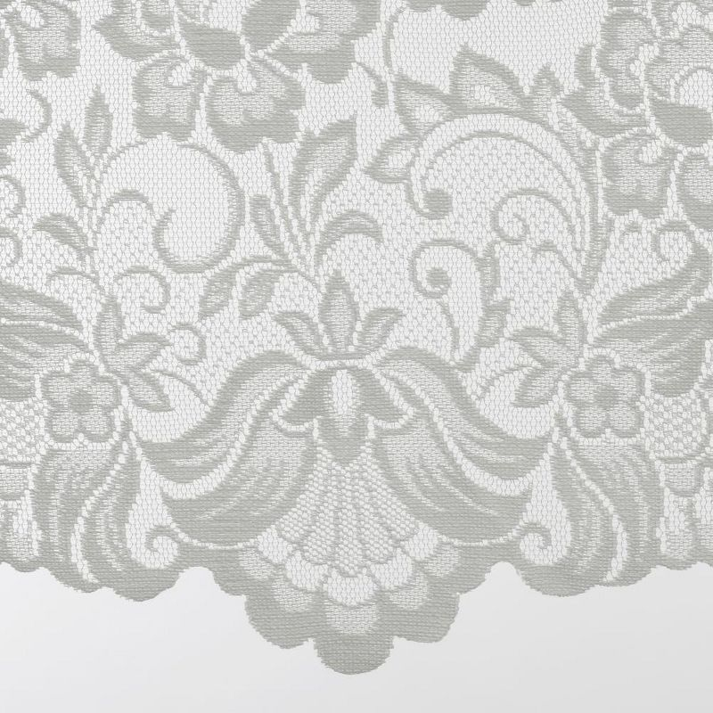 Habitat Limoges Sheer Rod Pocket Timeless Romantic Floral Lace Design Balloon Curtain 55" x 63" White