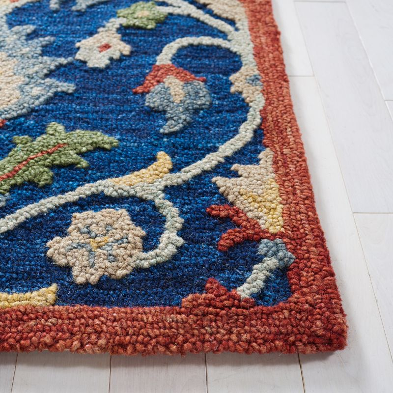 Blossom BLM562 Hand Tufted Area Rug - Blue/Rust - 6'x6' - Safavieh.