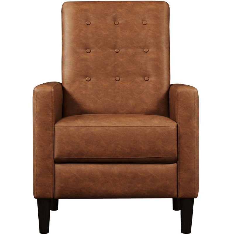 Yaheetech Faux Leather Recliner Sofa with Pocket Spring, Brown