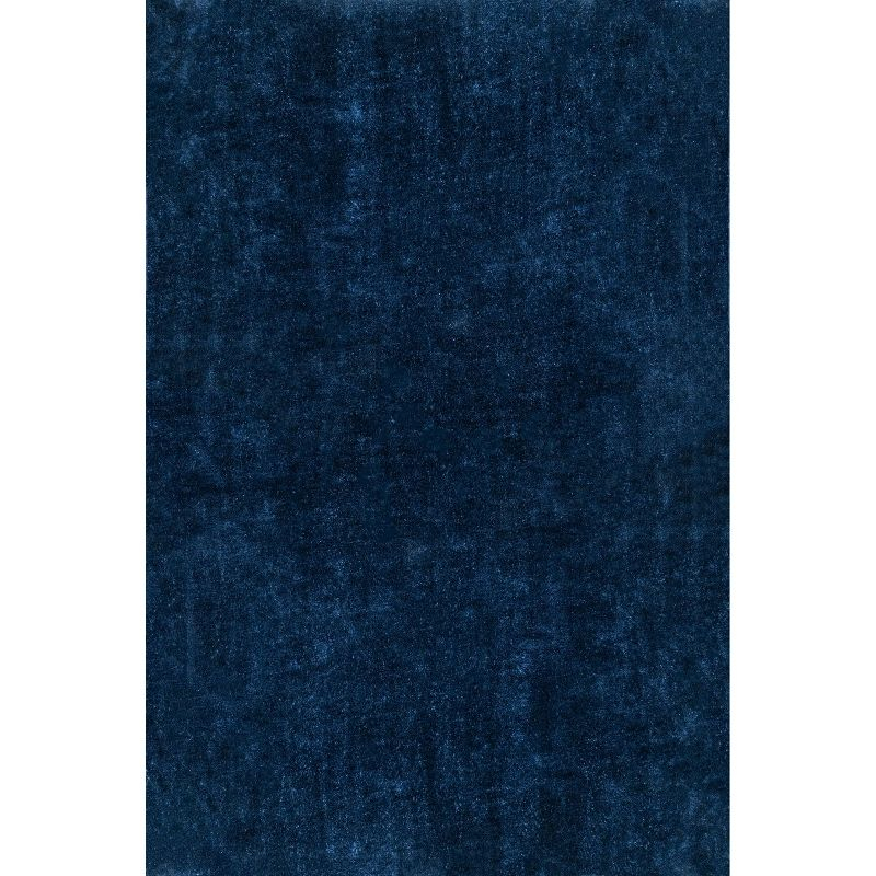 Nuloom Loni Cozy Plush Solid Pet Friendly Premium Machine Washable Shag Area Rug, 4' x 6', Navy