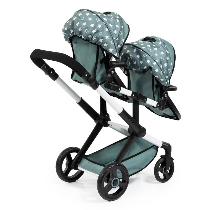 Bayer Design Dolls: Pram Xeo Twin W/ Shoulder Bag, Green & White Stars