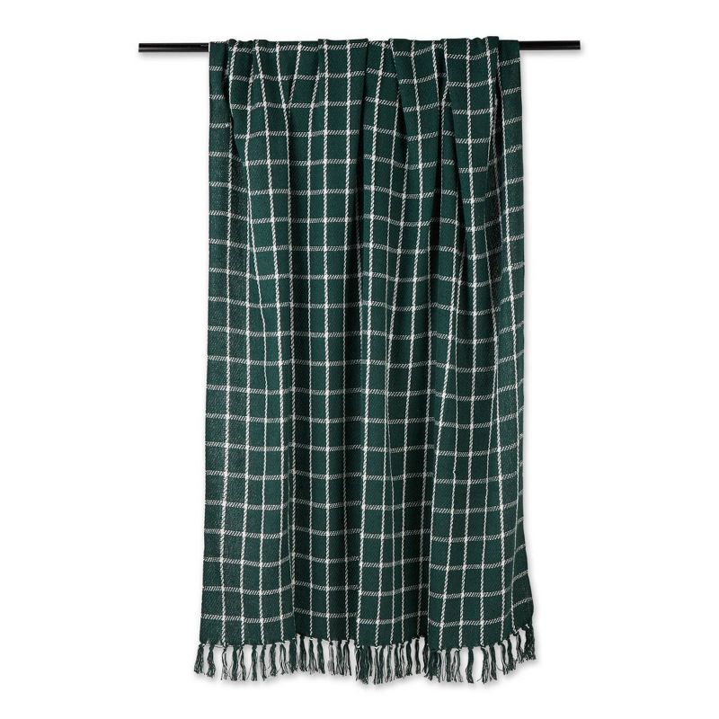 50"x60" Checked Plaid Throw Blanket Dark Green - Design Imports: Lightweight, Woven Cotton, Cozy for All Ages