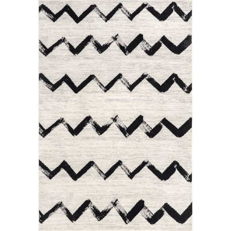 Nuloom Addison Chevron 9x12 Indoor Area Rug for Living Room Bedroom Dining Room Kitchen, Grey/Ivory